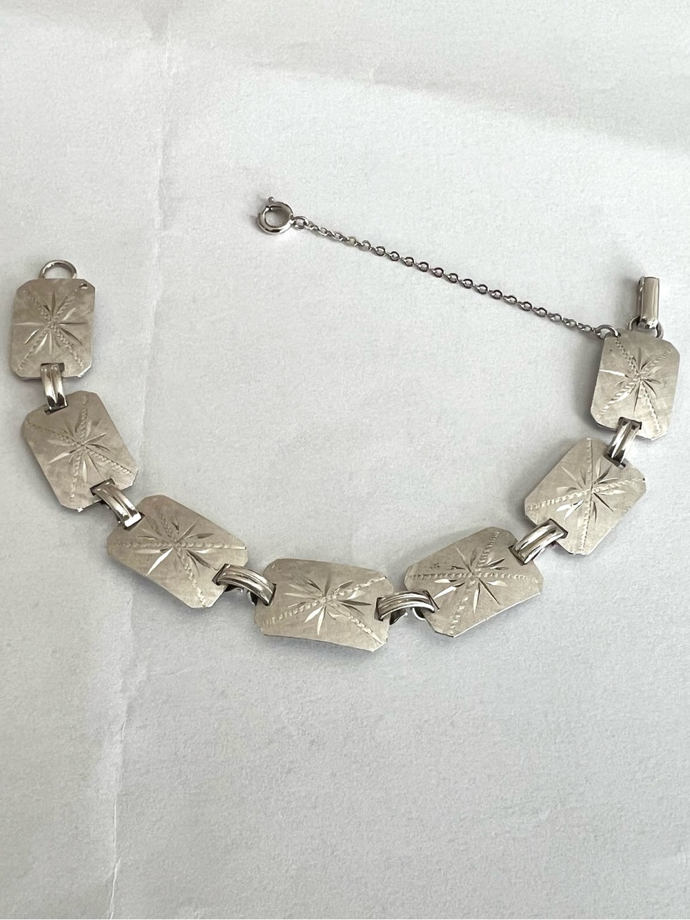 Vintage Bond Boyd Rectangular Silver-Link Bracelet in Polished Silver